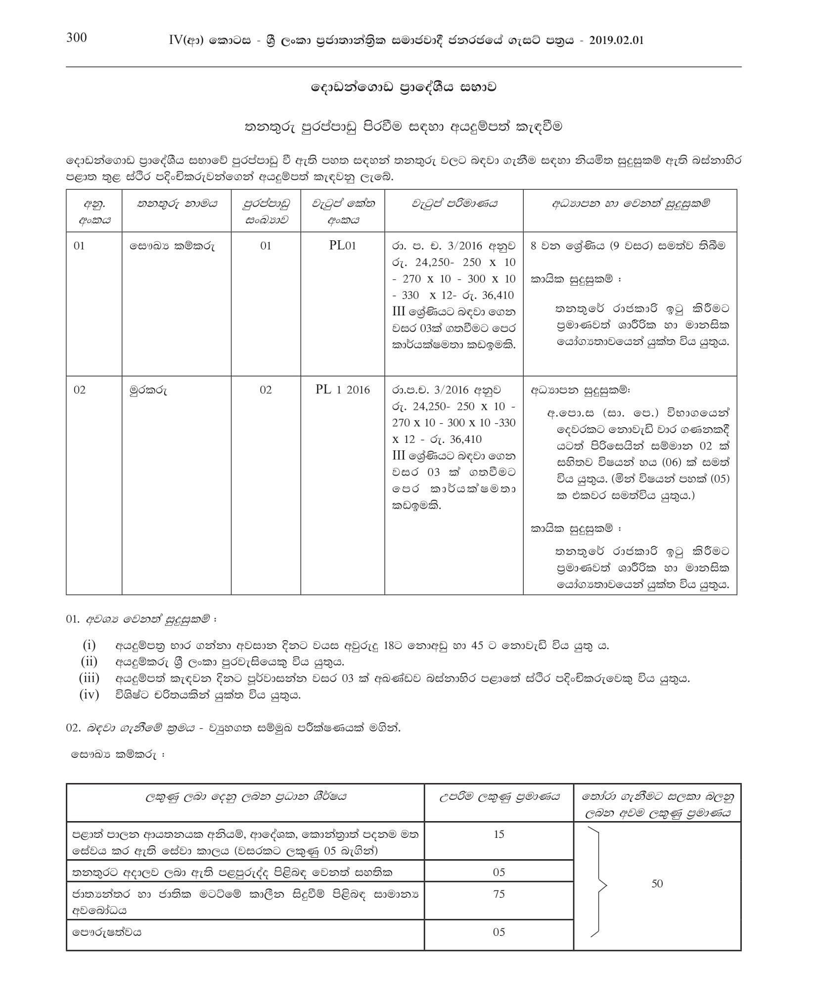 Health Labourer, Watcher - Dodangoda Pradeshiya Sabha